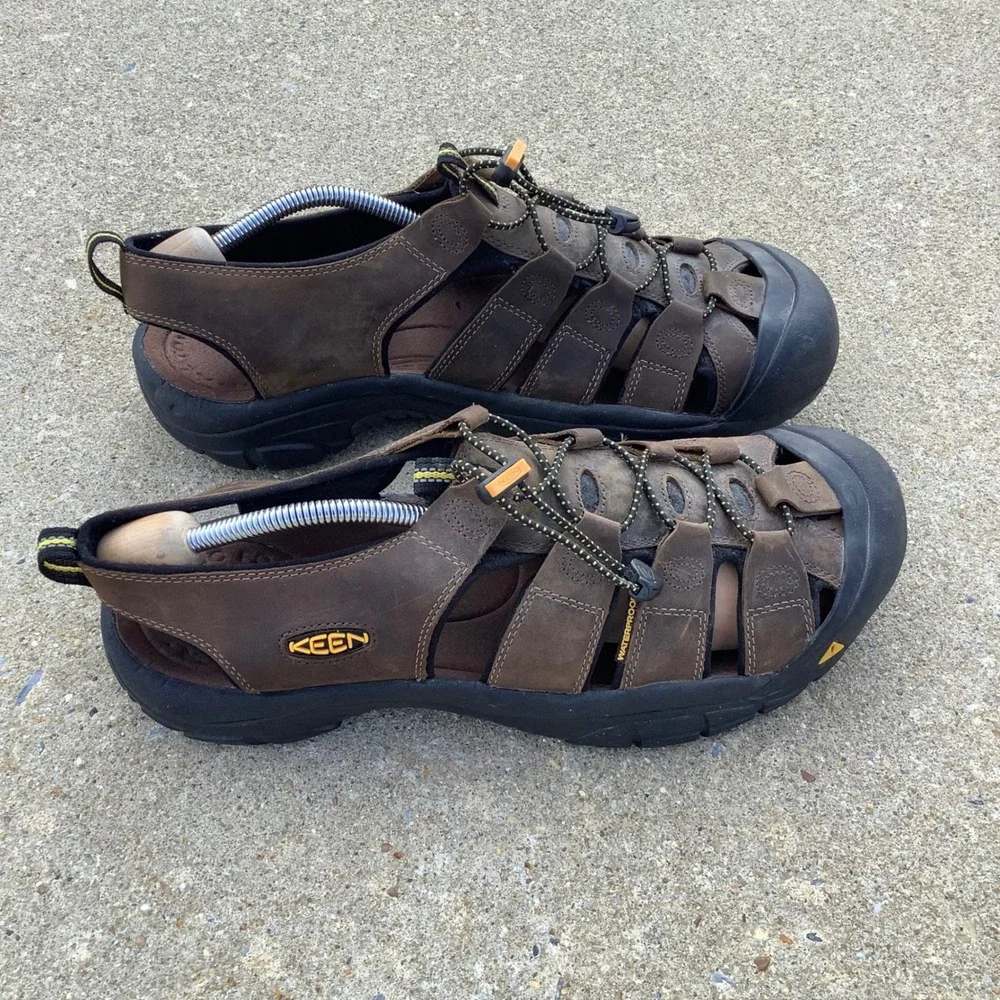 Keen Newport Premium Mens 14 Brown Leather Waterproof Hiking Sandals 1001870
